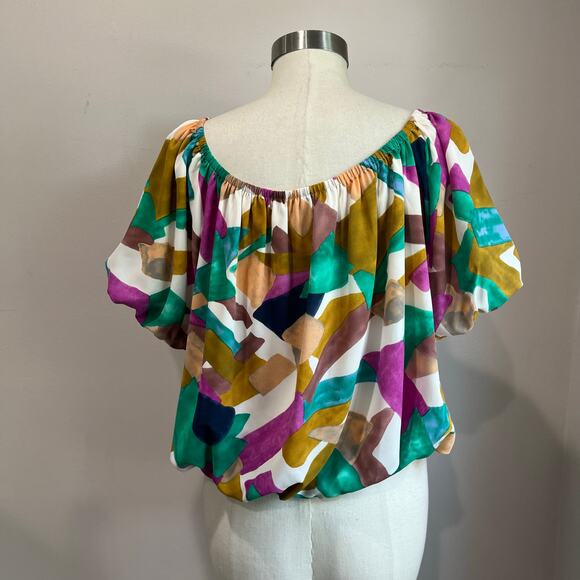 JOY JOY Bubble Geometric Multicolored Shapes Blouse Size XL - Picture 3 of 9